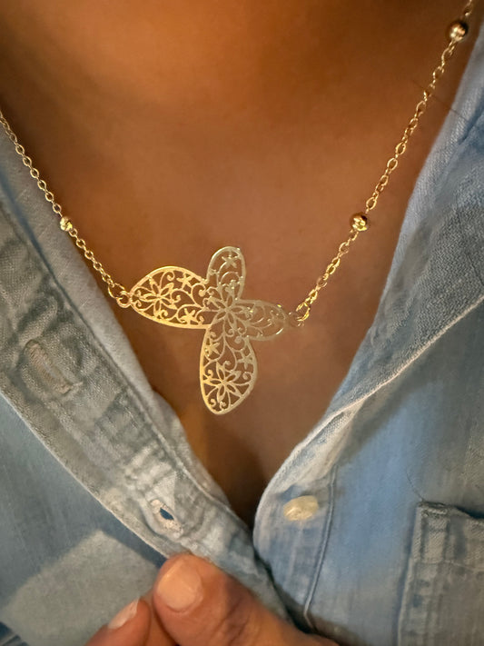 Golden Butterfly Filigree Necklace