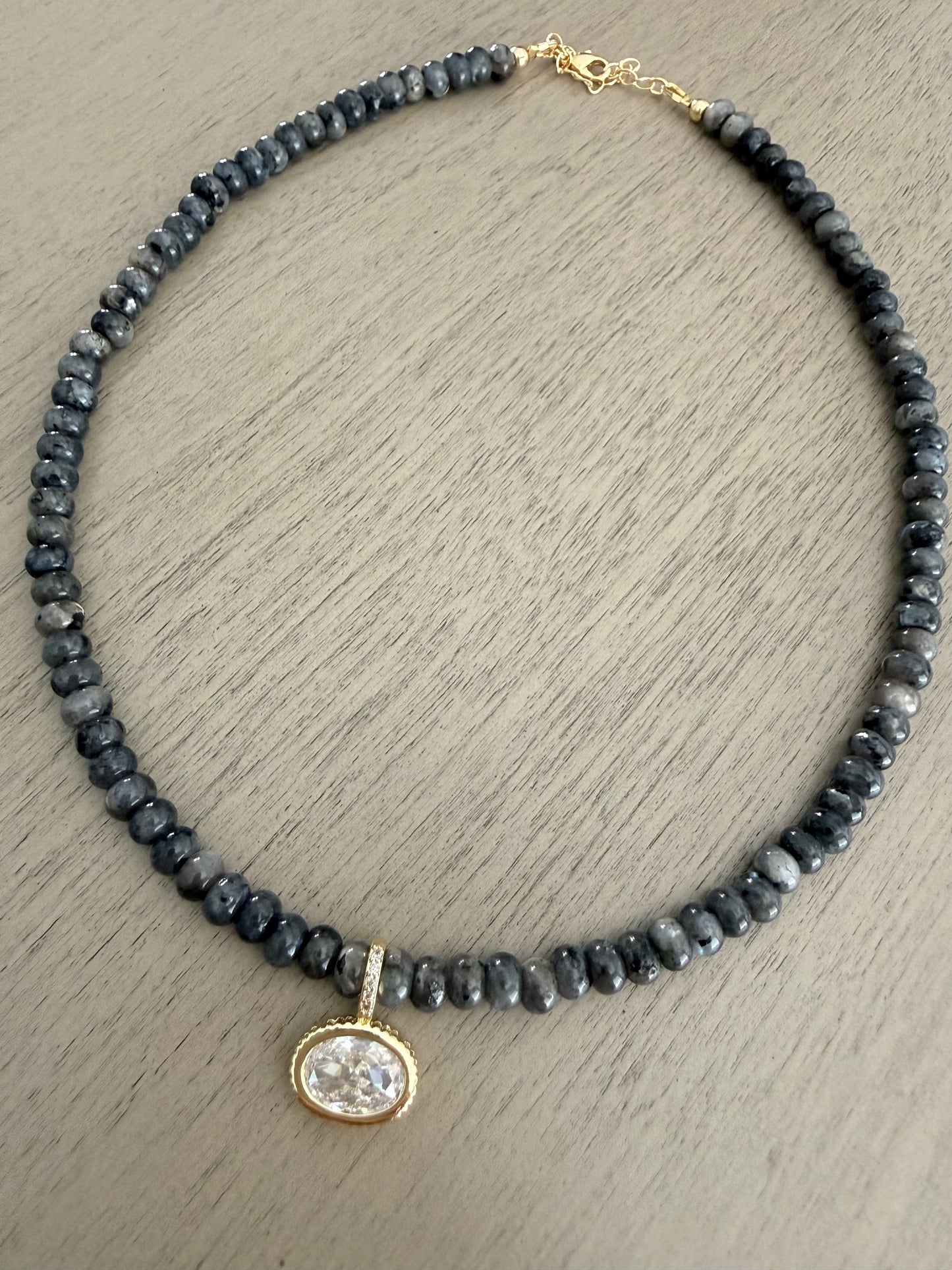 Silver Moon Gemstone Necklace