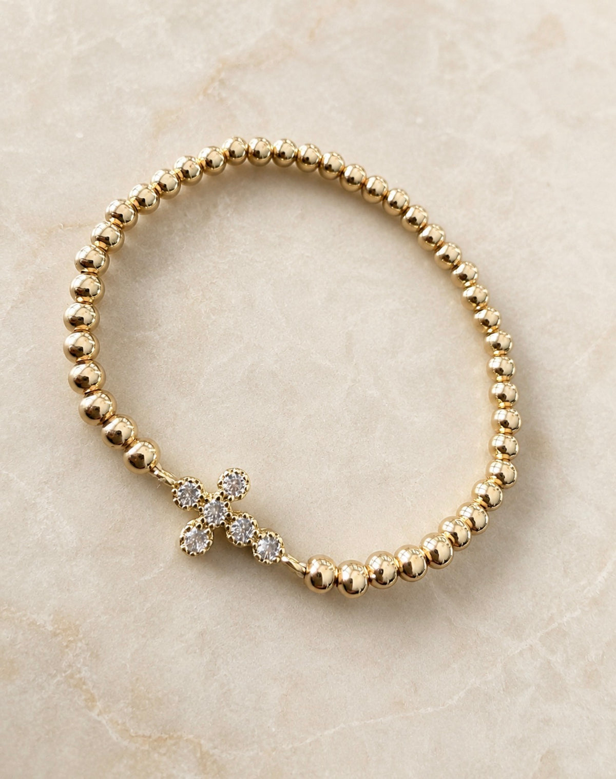 Crystal Cross Gold Beaded Bracelet