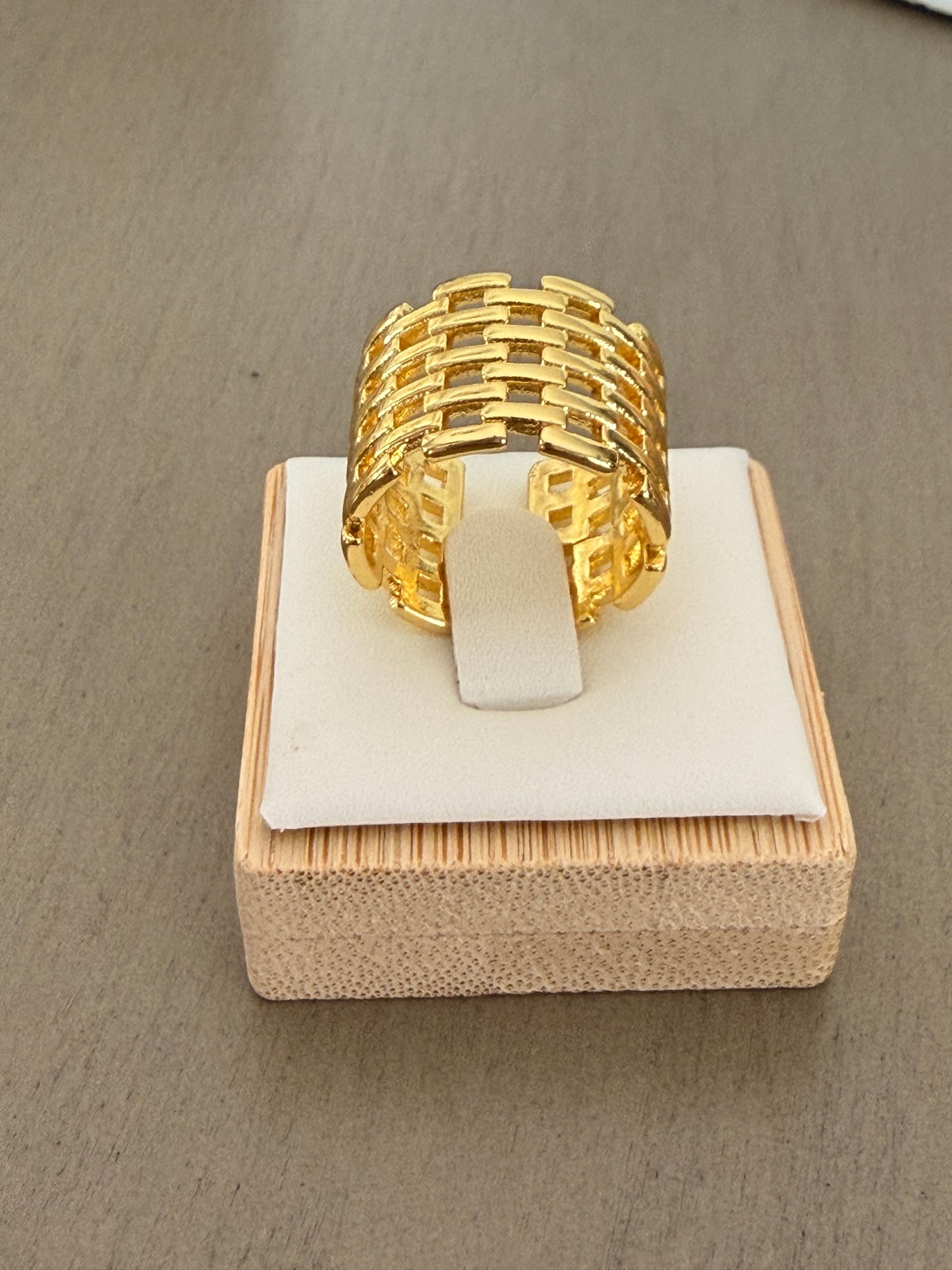 Gold Chunky Statement Ring | Adjustable Open Cuff