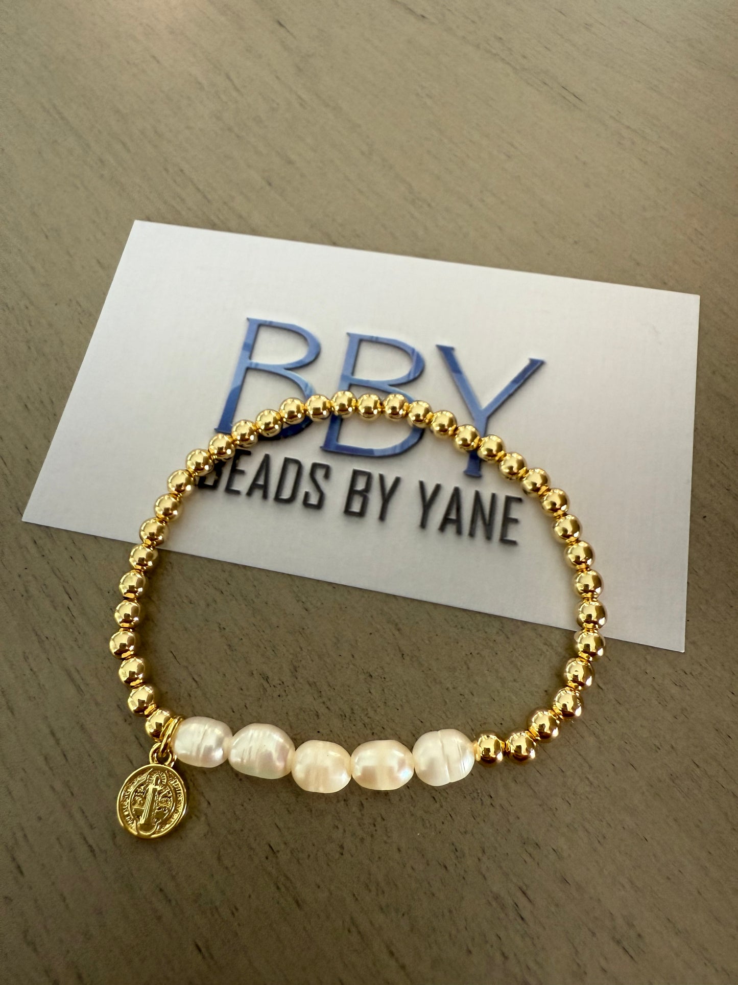 Gold & Pearl San Benito Charm Bracelet