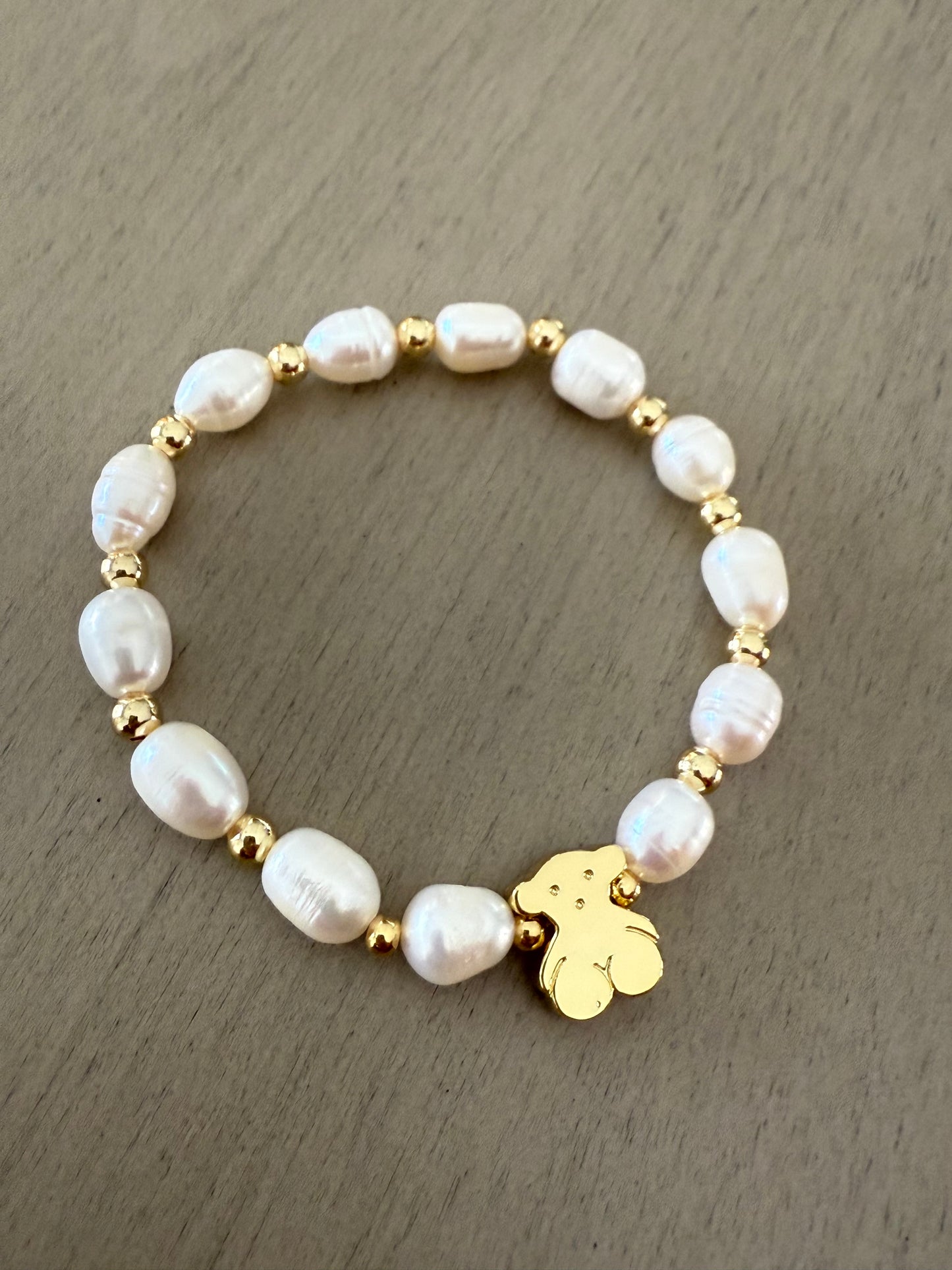 Gold teddy bear charm bracelet