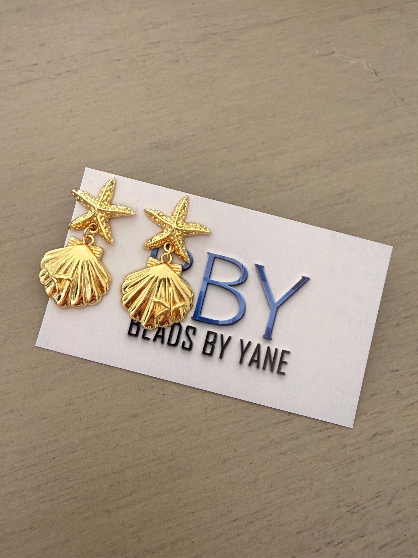 Starfish Shell Drop Earrings