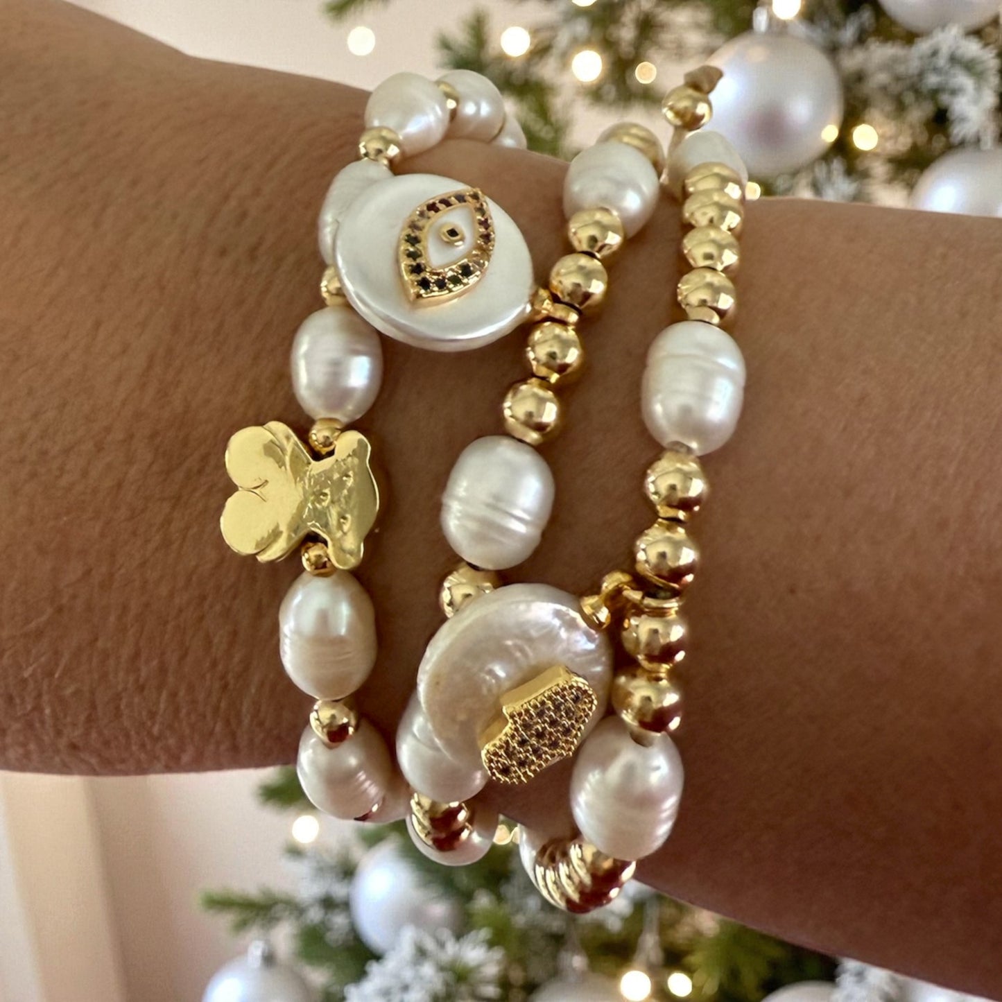 Gold teddy bear charm bracelet