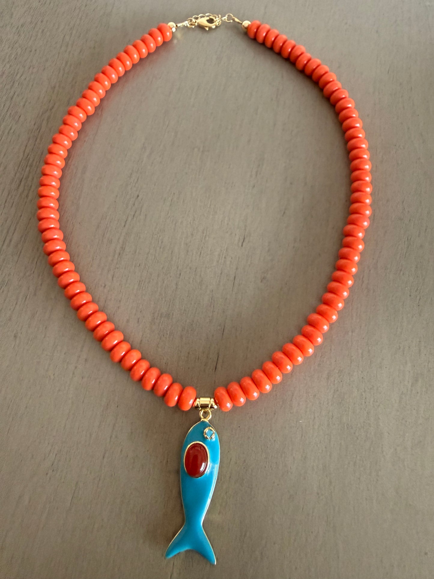 Coastal Fish Charm Beaded Necklace