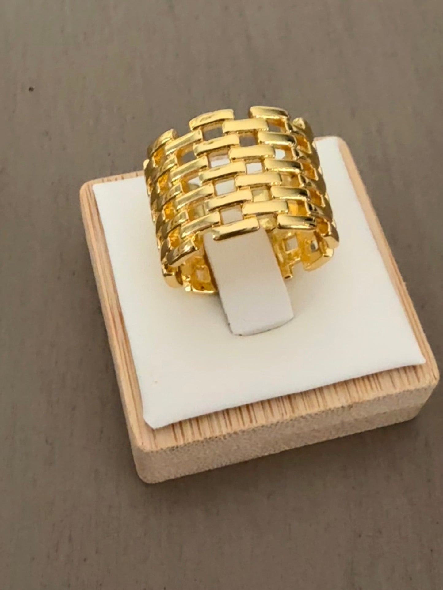 Gold Chunky Statement Ring | Adjustable Open Cuff