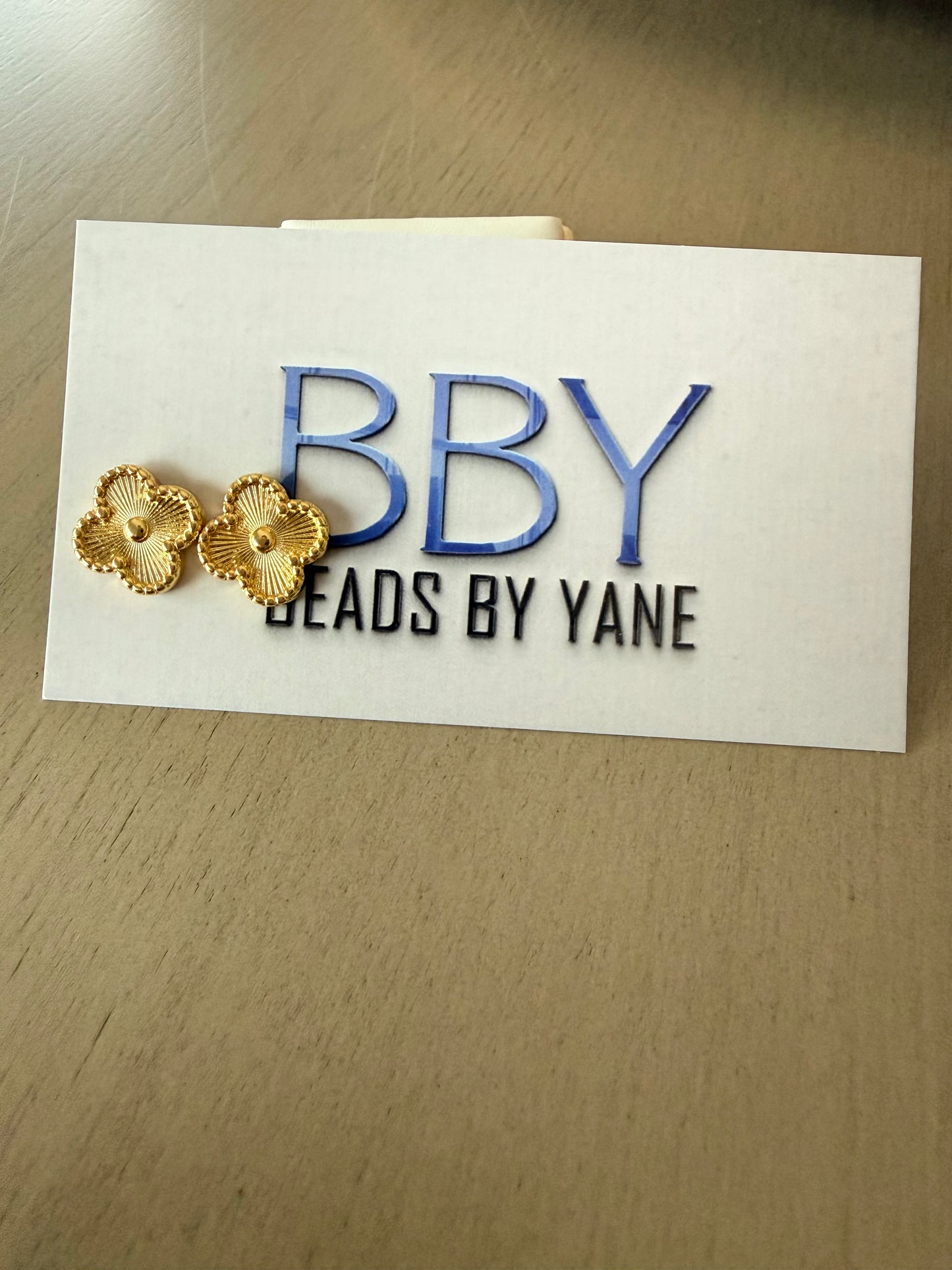 Clover Gold Charm Stud Earrings