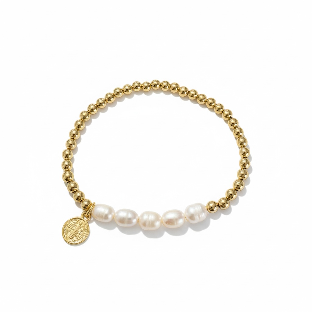 Gold & Pearl San Benito Charm Bracelet