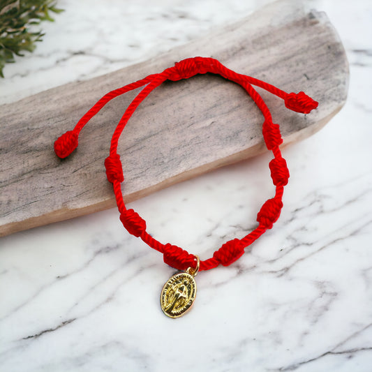 7 knots cord bracelet with virgin mary charm