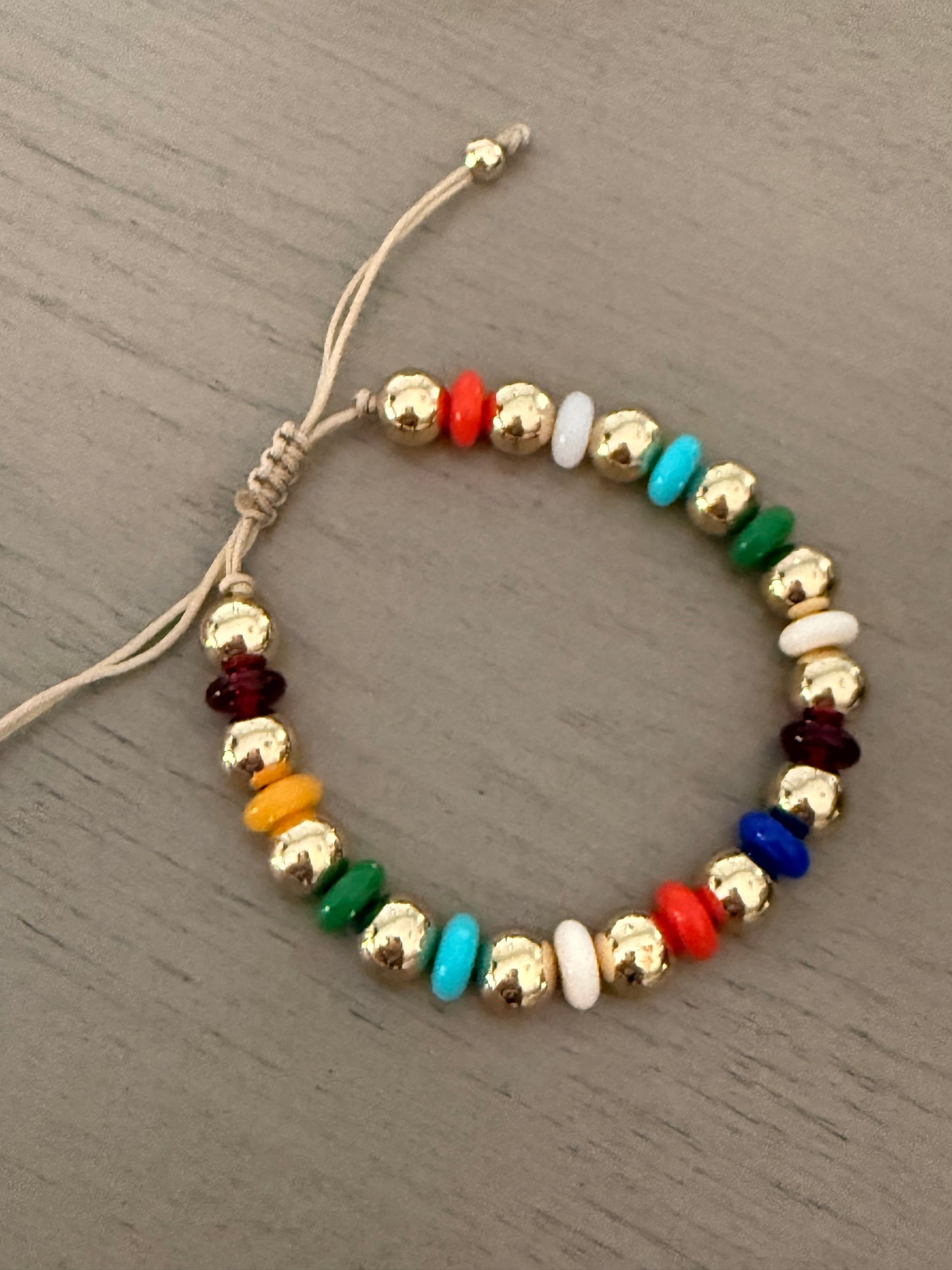 Colorful Gold Bead Adjustable Bracele