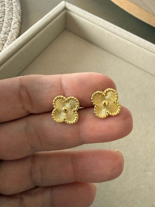 Clover Gold Charm Stud Earrings