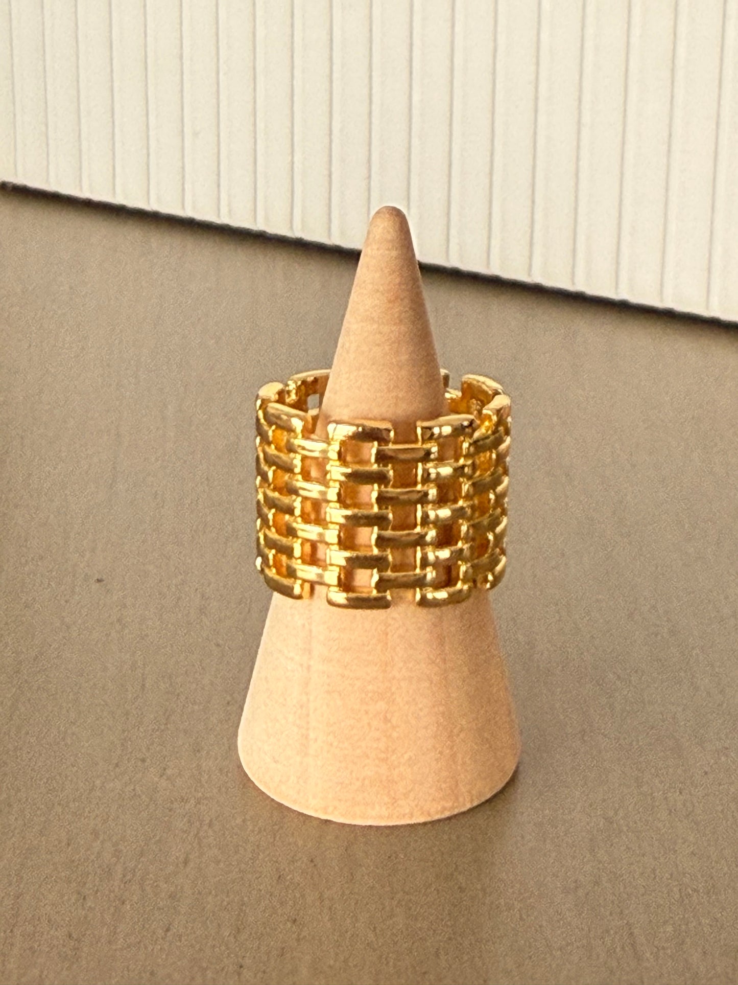 Gold Chunky Statement Ring | Adjustable Open Cuff