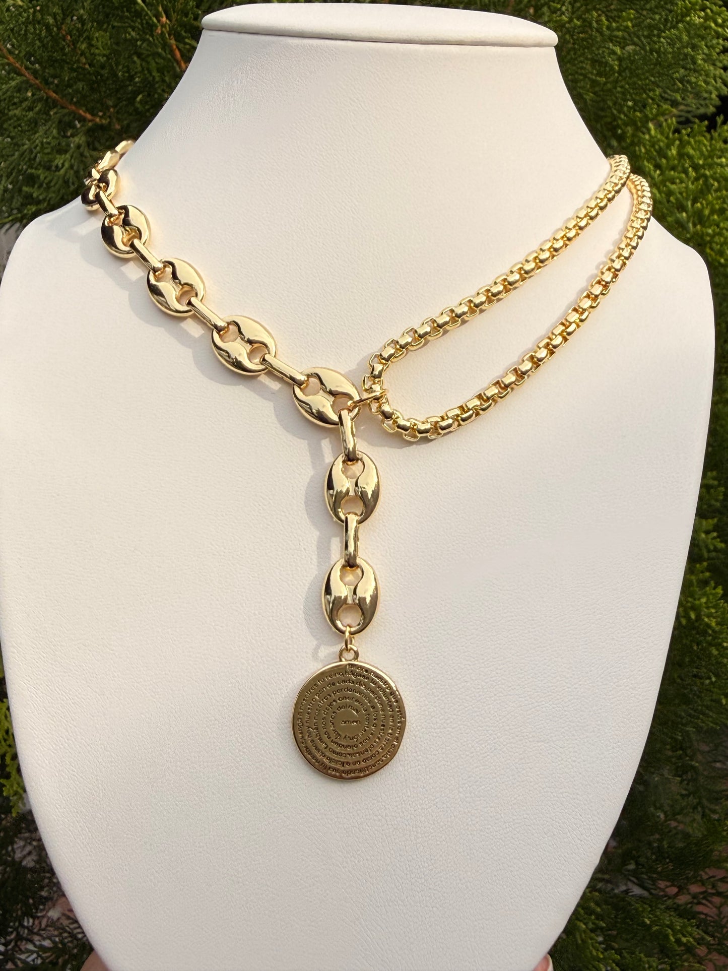 Puff Gucci Link Coin Drop Y-Necklace