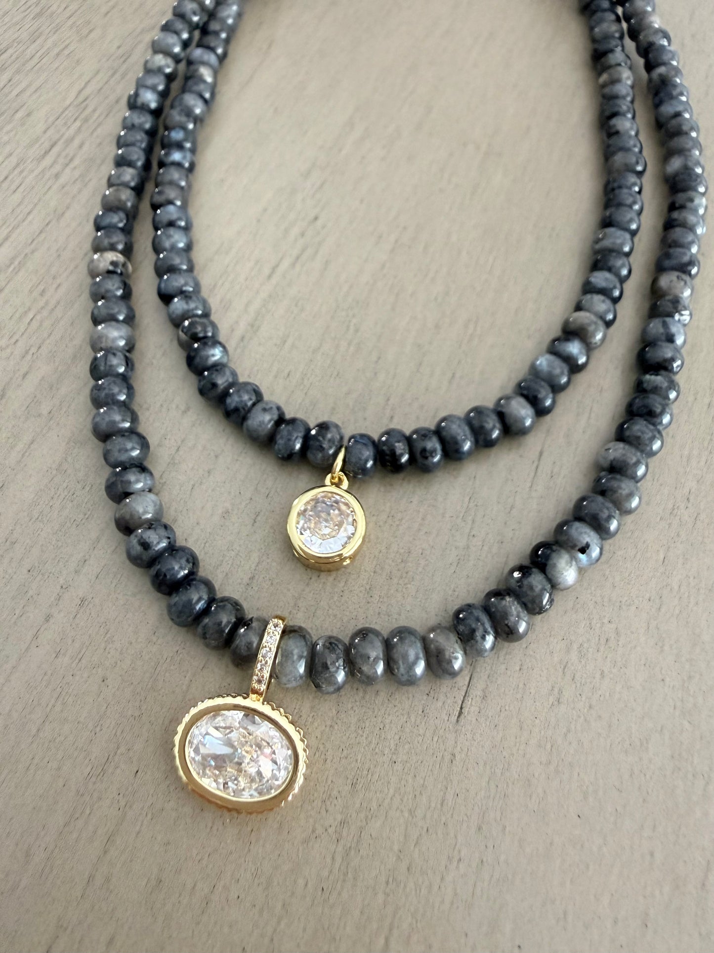 Silver Moon Gemstone Necklace