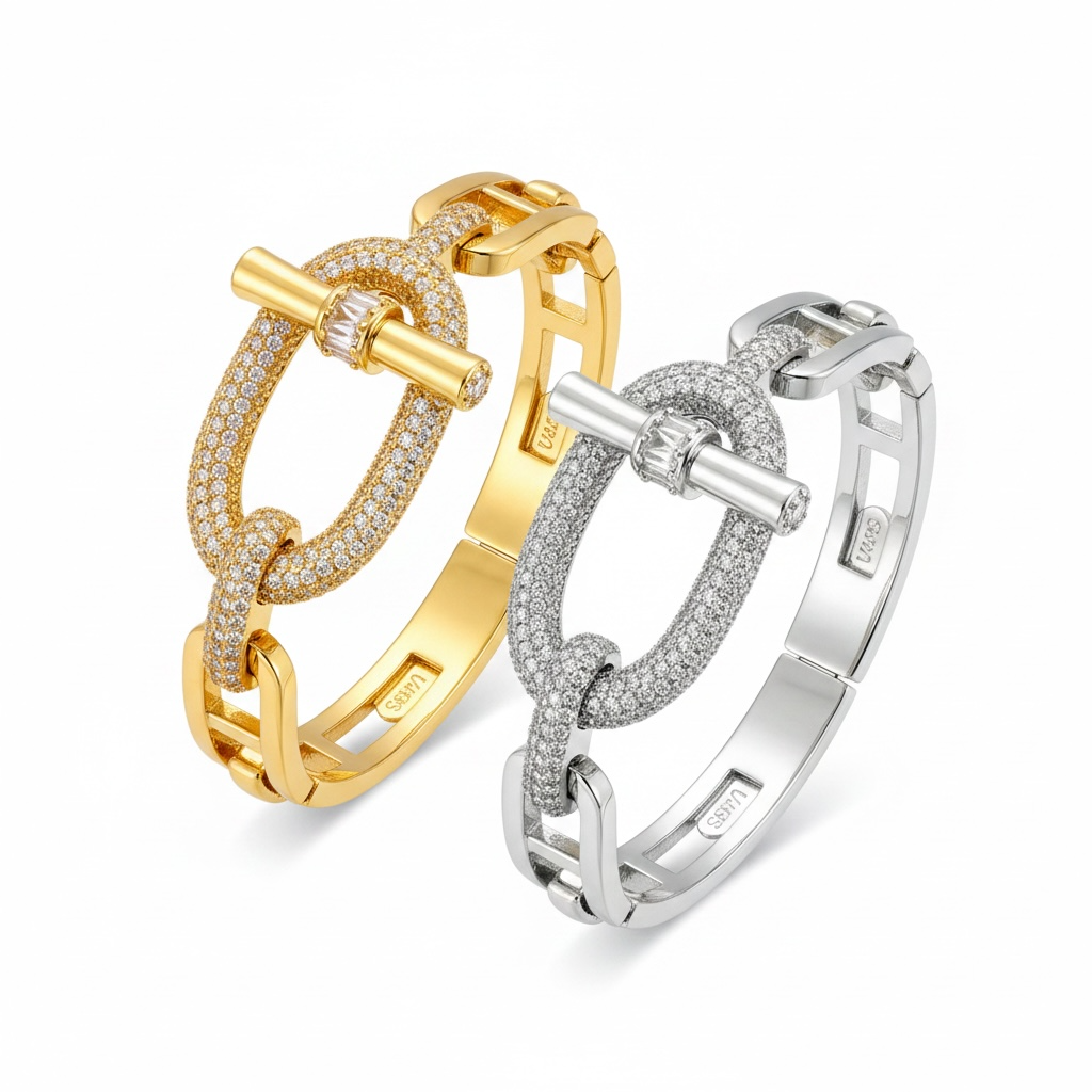 Luxe Pavé Link Bracelet – Silver or Gold