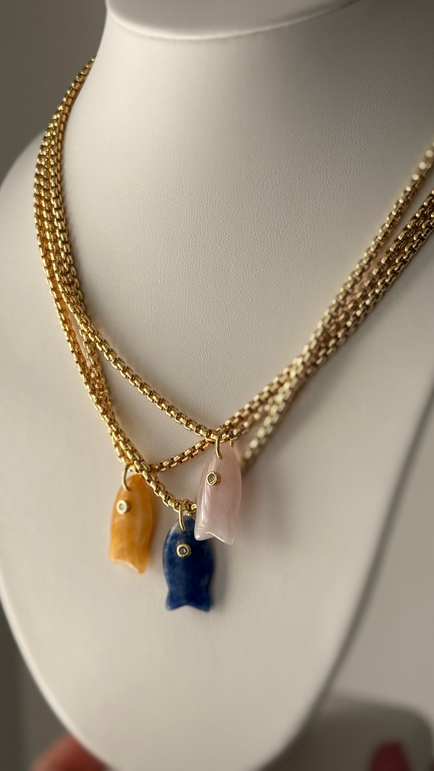 Golden Tide Fish Charm Necklace