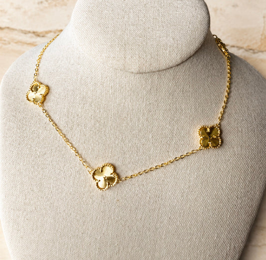 Golden Clover Charm Necklace