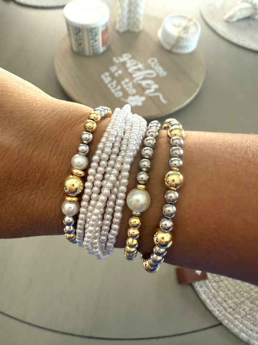 Golden Pearl Harmony Bracelet Stack