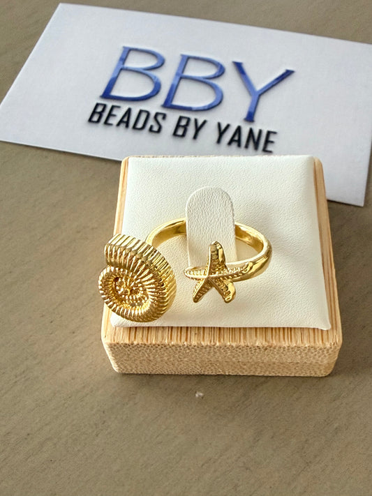 Starfish & Shell Statement Ring