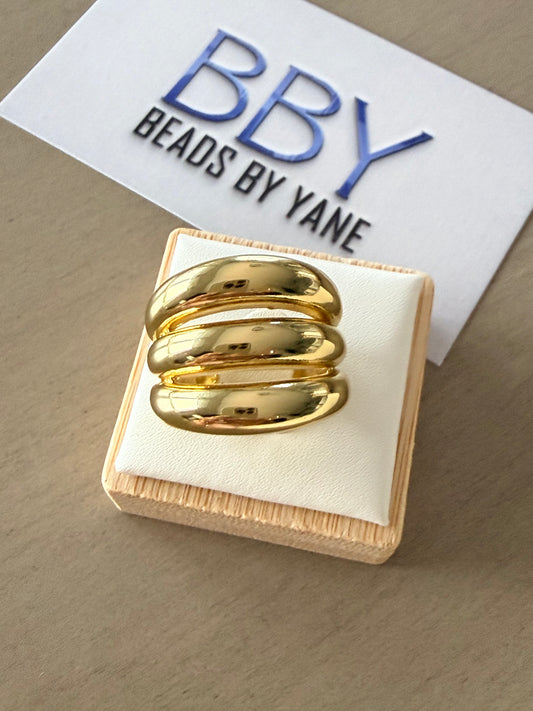 Gold Triple Band Statement Ring