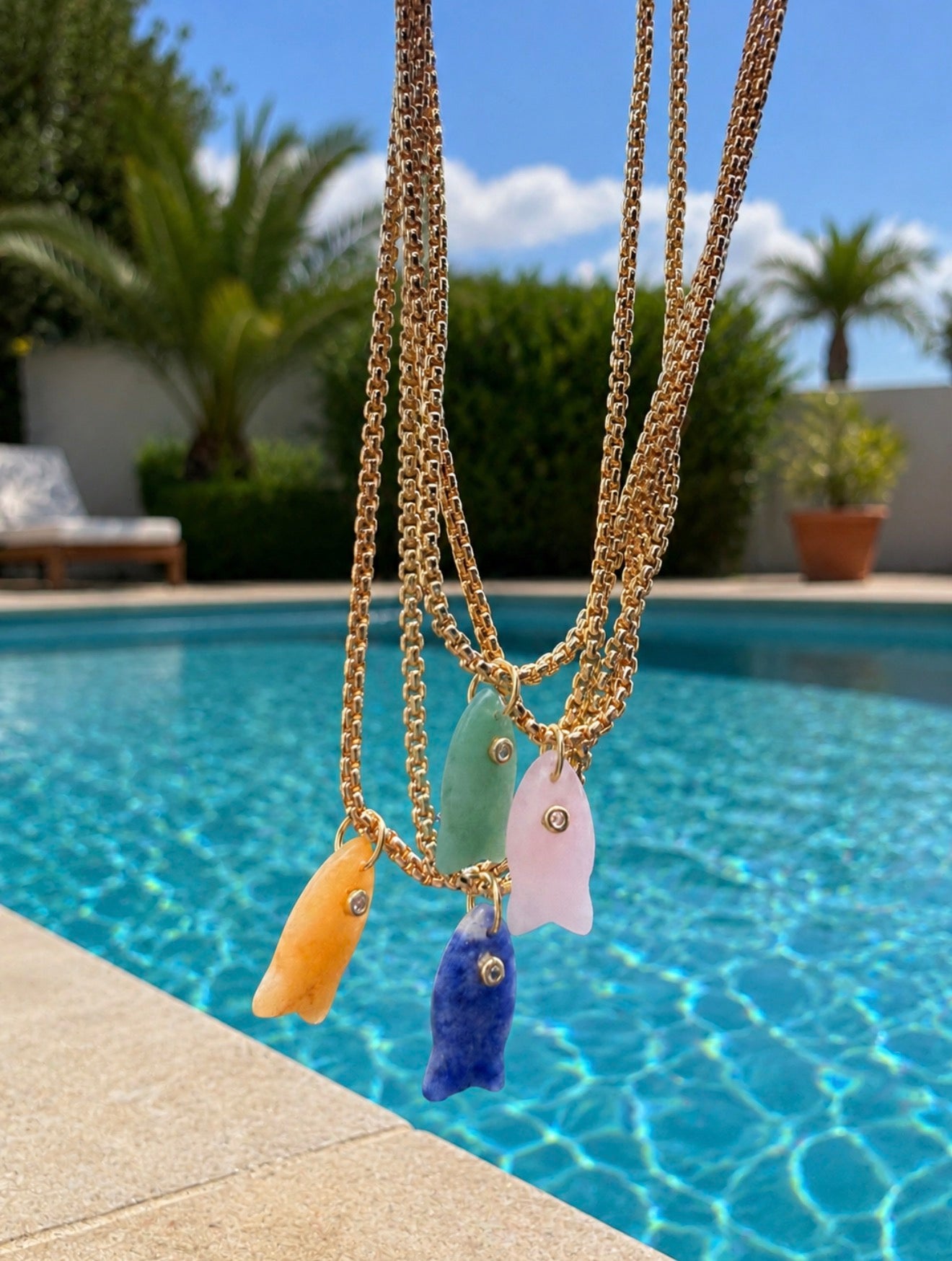 Golden Tide Fish Charm Necklace