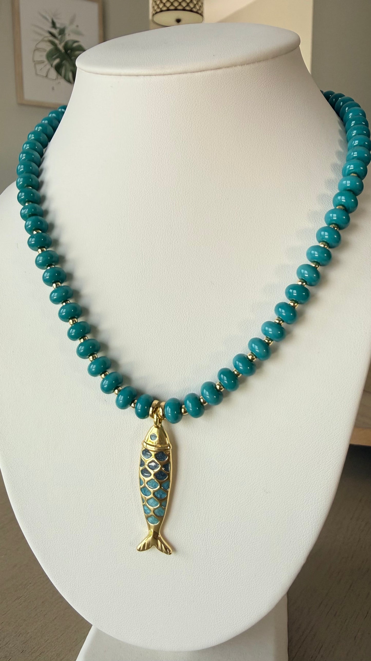 Mediterranean Blue Fish Necklace
