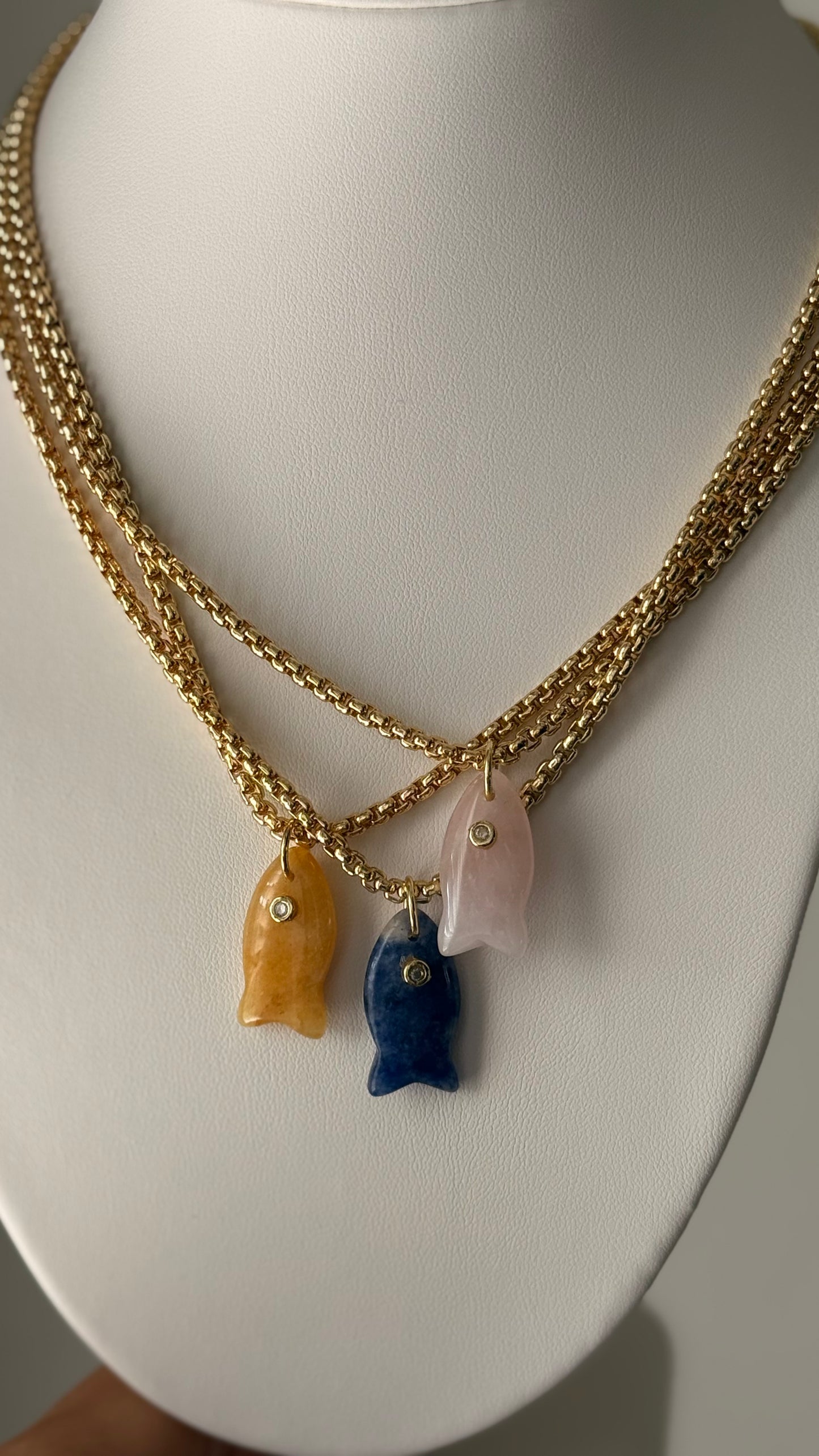 Golden Tide Fish Charm Necklace
