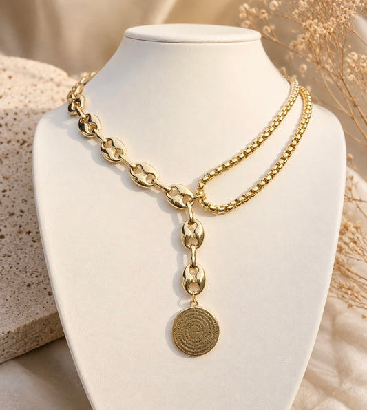 Puff Gucci Link Coin Drop Y-Necklace