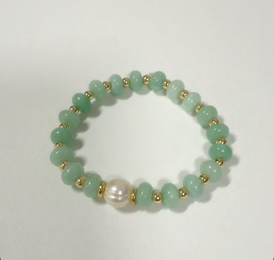 Serenity Green Aventurine & Pearl Bracelet