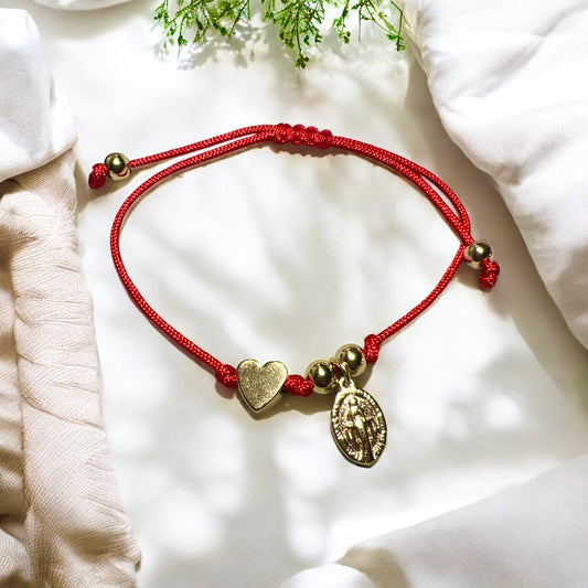 Virgin mary and heart bracelet
