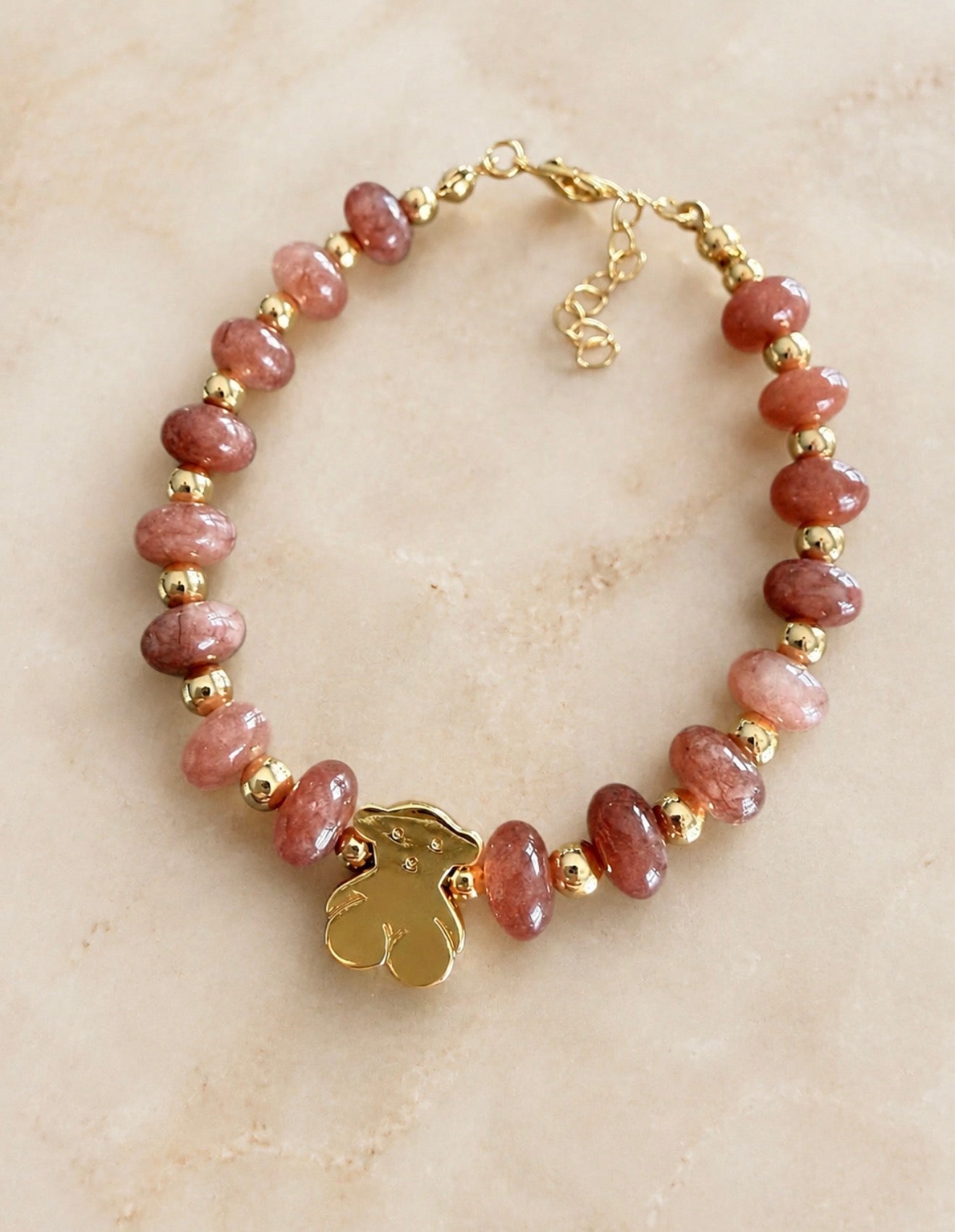 Blush Bear Beaded Bracelet