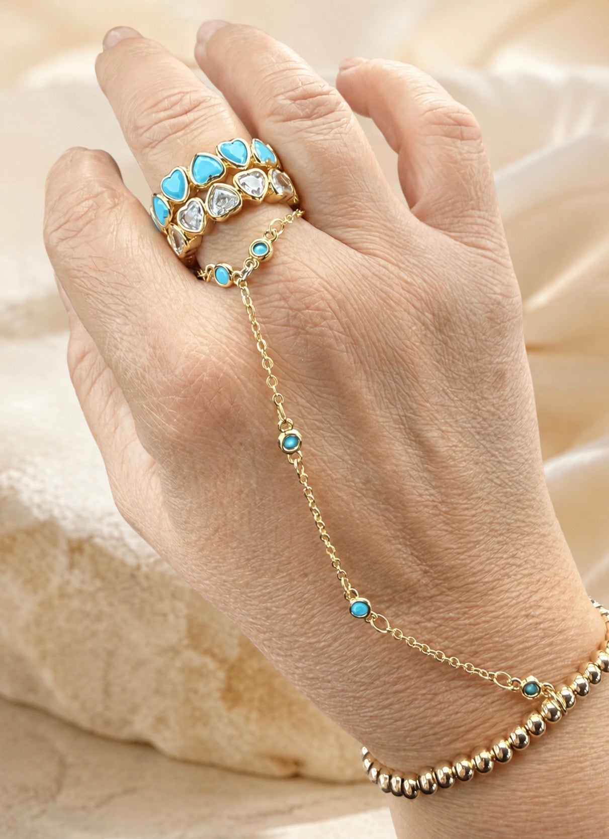 Turquoise Hand Chain Bracelet