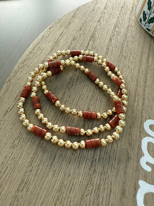 Golden Autumn Beaded Wrap Bracelet