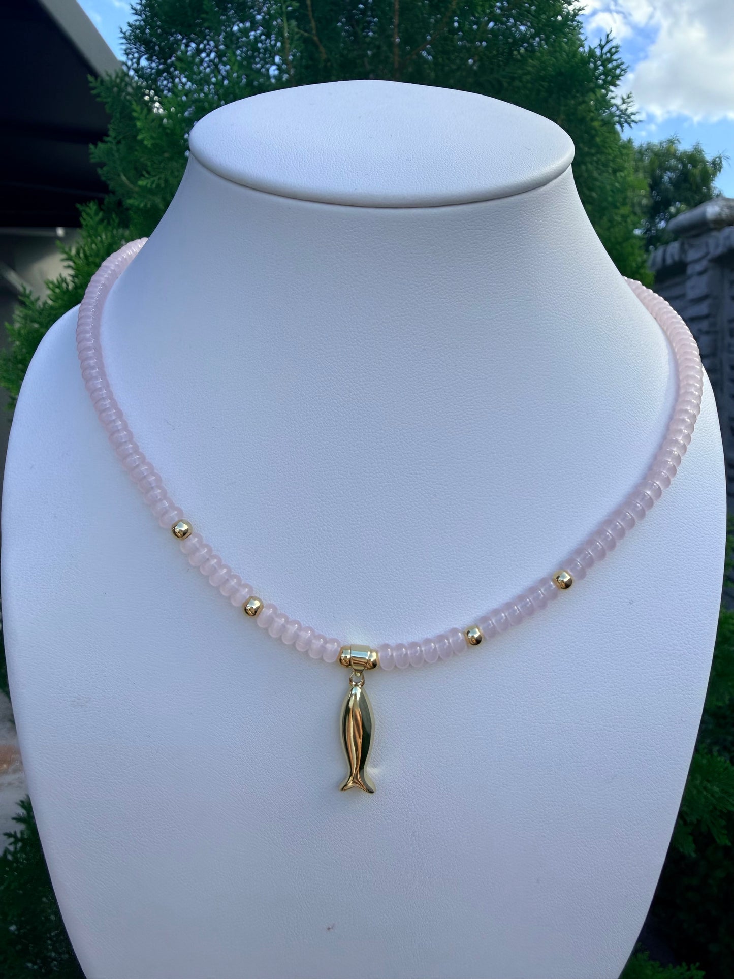 Blush Pink Fish Charm Necklace