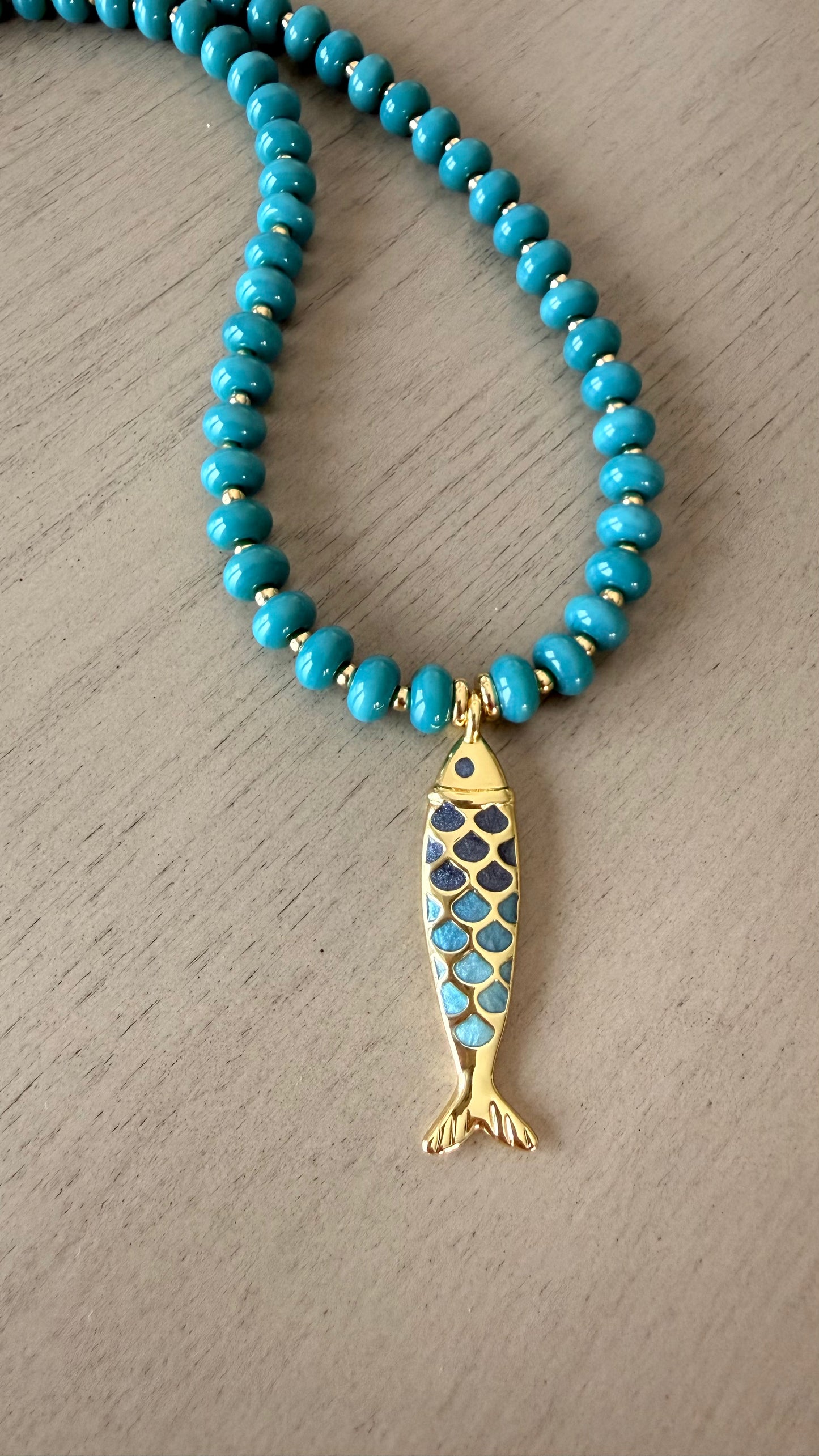 Mediterranean Blue Fish Necklace