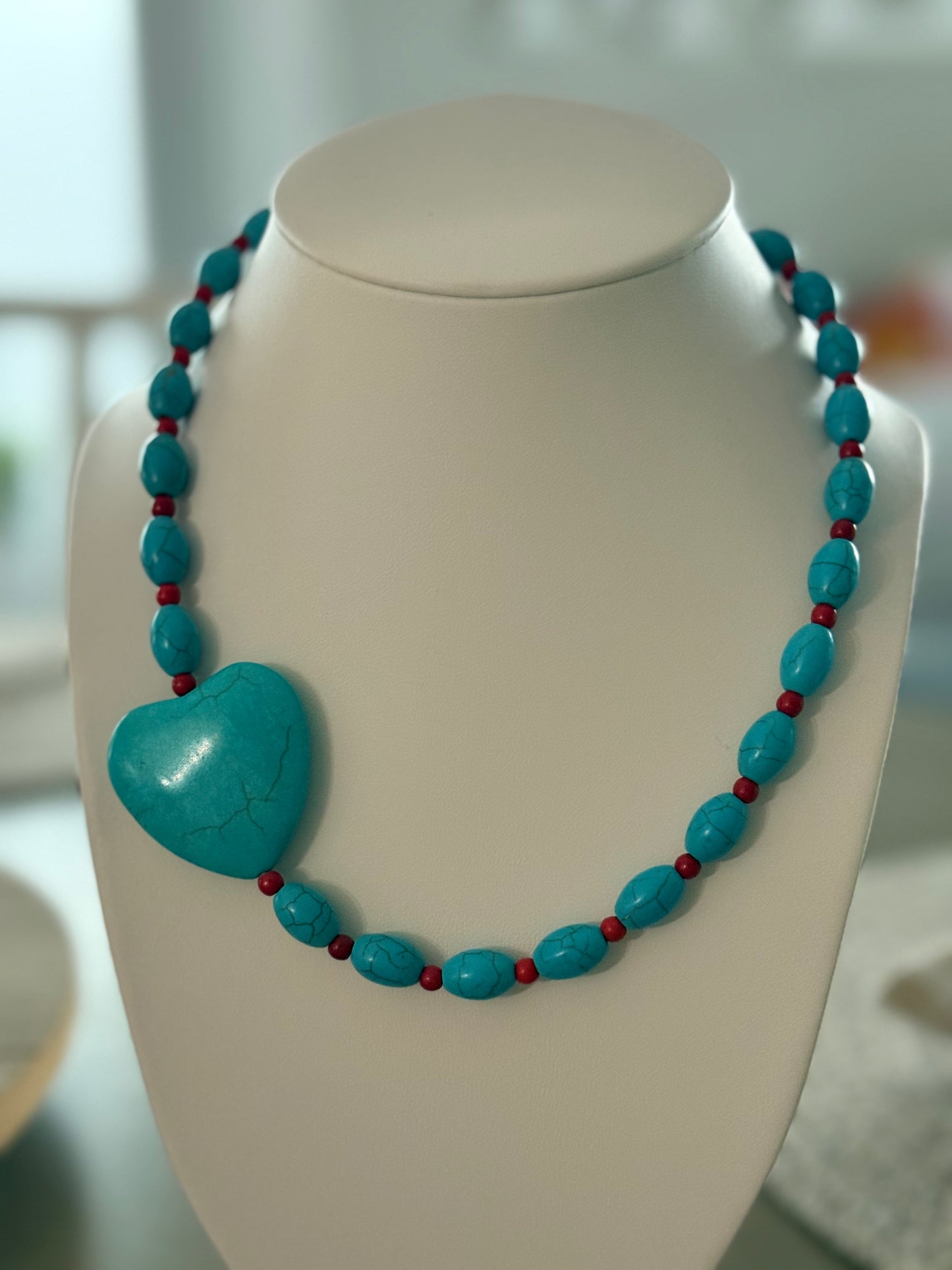 Turquoise Heart Statement Necklace