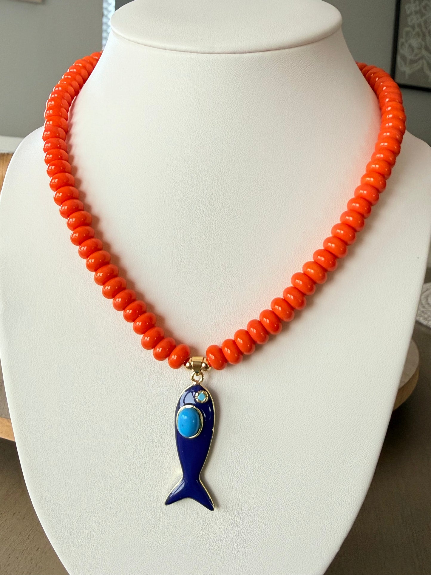 Coastal Fish Charm Beaded Necklace