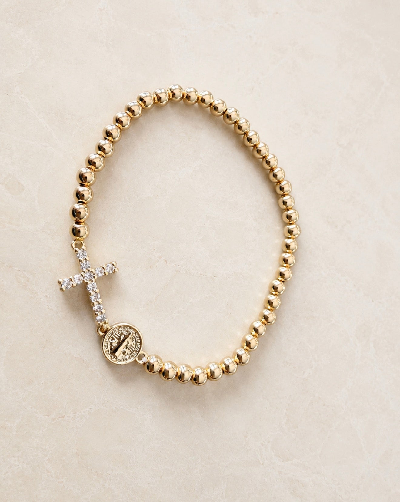 Saint Benedict Crystal Cross Bracelet