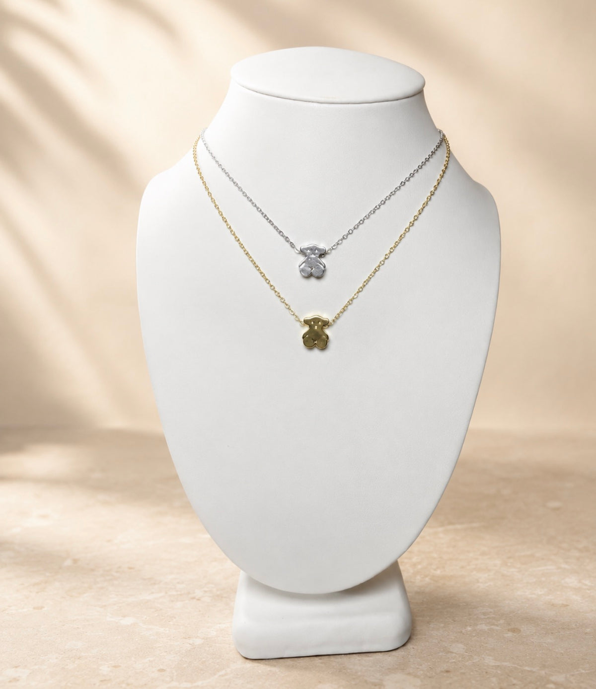 Gold or silver teddy charm chain necklace