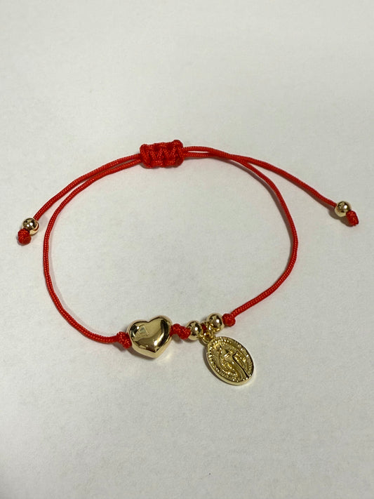 Virgin mary and heart bracelet