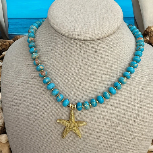 Starfish blue necklace