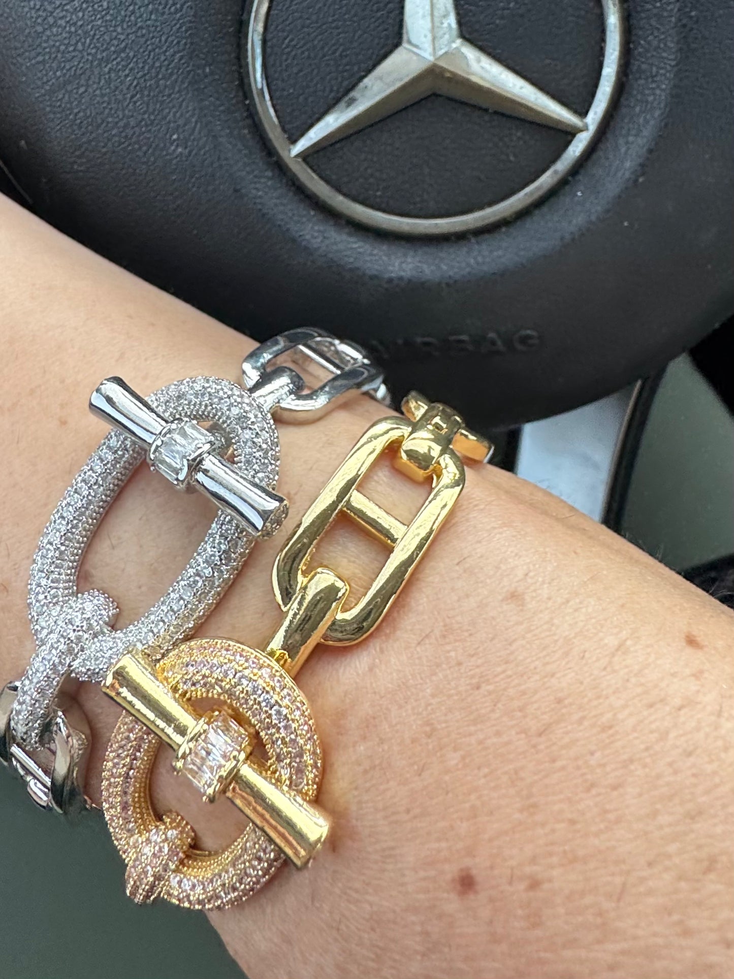 Luxe Pavé Link Bracelet – Silver or Gold