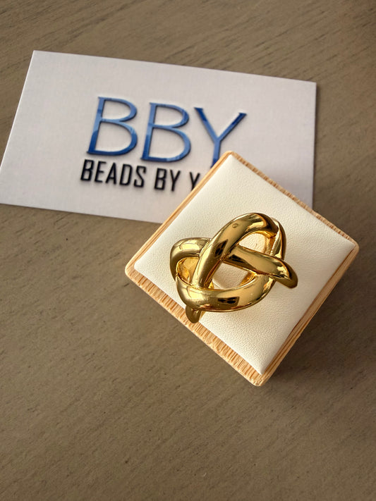Gold Chunky Statement Ring | Adjustable Open Cuff
