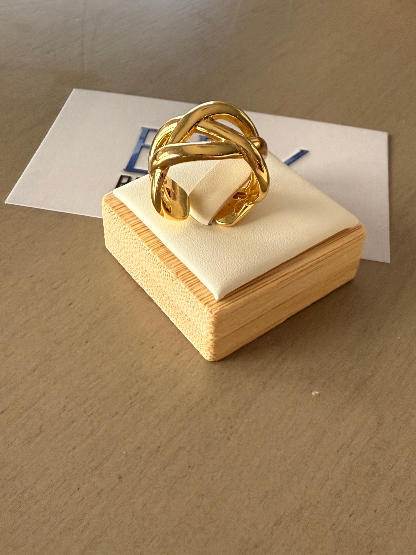 Gold Chunky Statement Ring | Adjustable Open Cuff