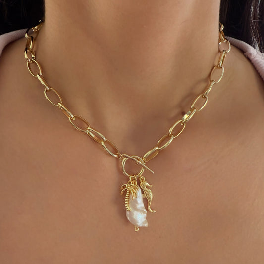 Beach gold necklace