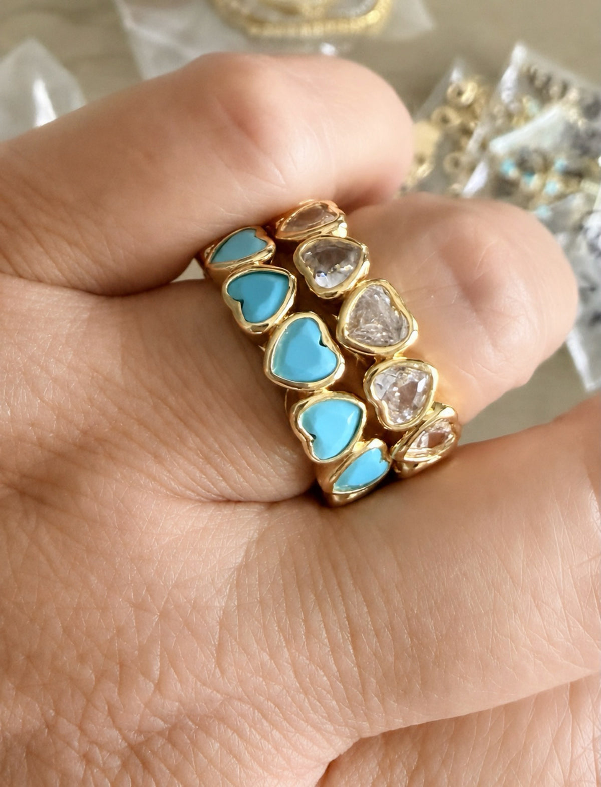 Colorful Heart Eternity Ring