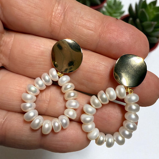 Gold & Freshwater Pearl Drop Earrings