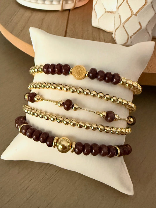 Garnet & Gold Harmony Bracelet Set