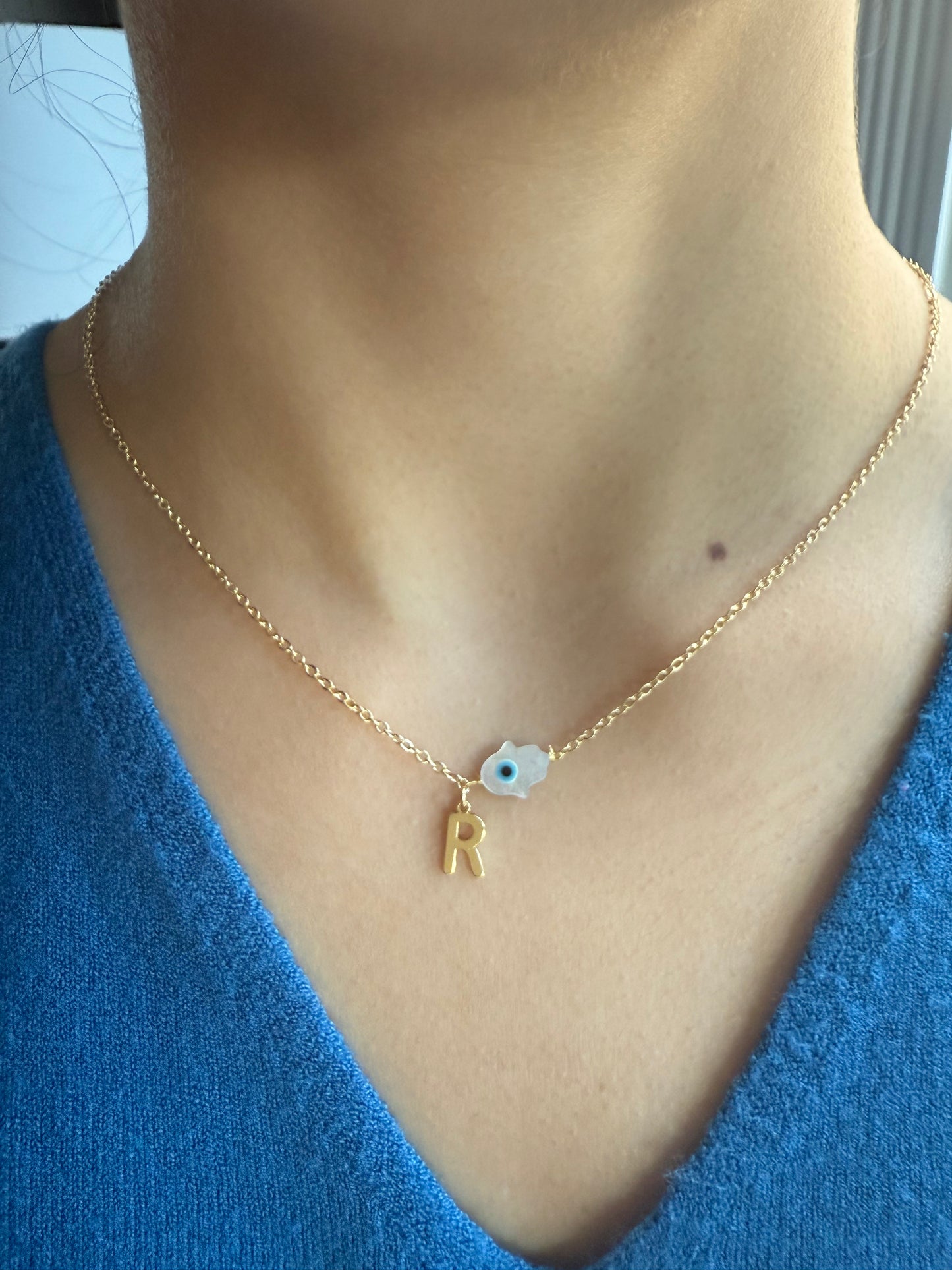 Gold Evil Eye & Initial Necklace – Personalized Protection Charm
