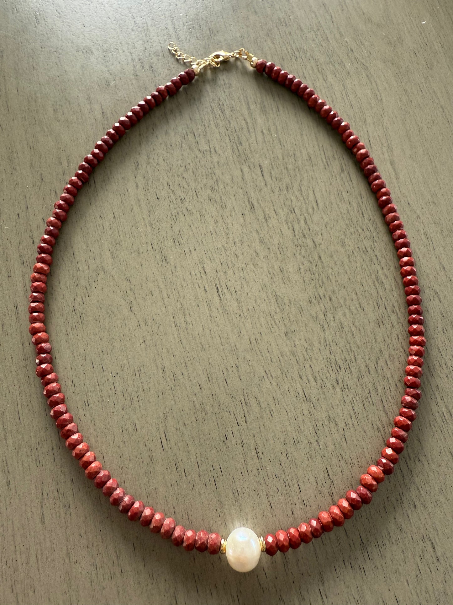 Brown fall necklace with freshwater pearl
